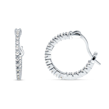 Huggie Hoop Earrings Round Cubic Zirconia 925 Sterling Silver Wholesale